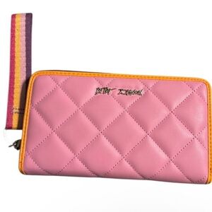 Betsey 🧡 Johnson Pink Quilted Wallet with Orange Accents